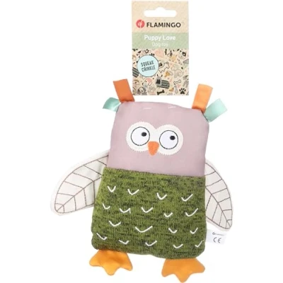 Image de Flamingo Jouet Chiot Puppy Love BRITTY Hibou Plat Vert 21x5,5x23CM