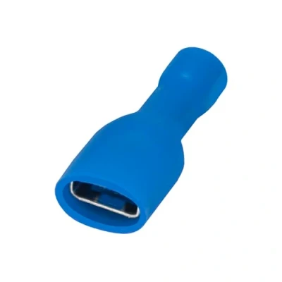Image de Heschen Lot de 100 bornes câble femelles à déconnexion rapide entièrement isolées en vinyle 6,3 x 0,8 mm pour 1,5 2,5 mm² (16 14 AWG) Bleu