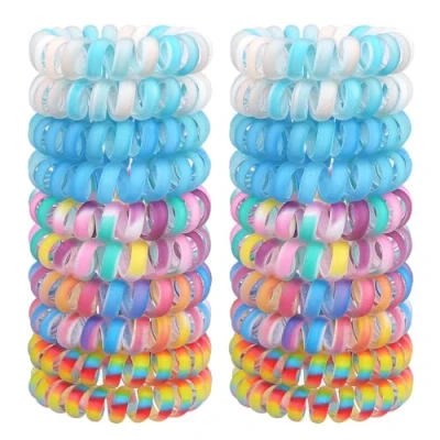 Image de JessLab Petits Élastiques Spirales, Lot de 20, Accessoires Cheveux Résistants et Imperméables, pour Femmes, Sans Dommage, Convient à Tous Types Cheveux, Mix Couleur 1