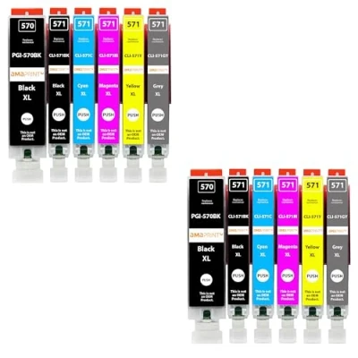 Image de Amaprint 12 XL Cartouches Compatible avec Canon PGI 570 CLI 571 pour Pixma MG7700 MG7750 MG7751 MG7752 MG7753 TS8000 TS8050 TS8051 TS8052 TS8053 TS9000 TS9050 TS9055