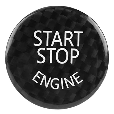 Image de Bouton d&#039;arrêt de démarrage d&#039;interrupteur Cache Garniture Noir Fibre carbone Allumage Porte clés Sticker Pour 1 7 séries F20 F21 F22 F23 F30 F31 F32 F33 F10 F11