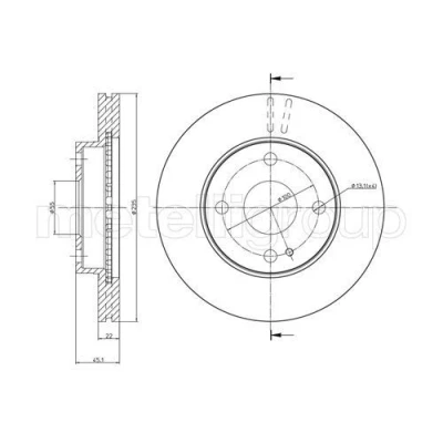Image de METELLI 23 0617 Disque de frein 235,0 22,0 4 55,0 ventilé MAZDA: FAMILIA 4, 323 C IV 3/5 portes, Demio Break
