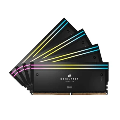 Image de CORSAIR Dominator Titanium RGB DDR5 RAM 96GB (4x24GB) 6400MHz CL32 Intel XMP Mémoire D&#039;ordinateur Compatible iCUE Noir (CMP96GX5M4B6400C32)