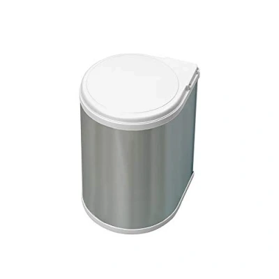 Image de Emuca Poubelles de Porte Meuble, Compartiment déchets, conteneur 13L avec Couvercle Automatique et Fixation à la Porte, Plastique, Finition Acier Inoxydable