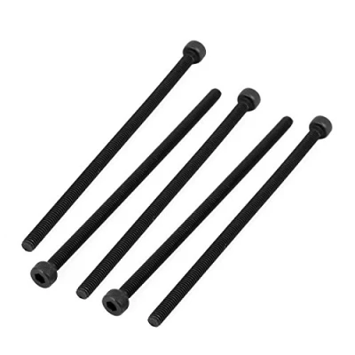Image de sourcing map 5pcs M4x90mm Vis à Six Pans Creux Tête Hexagonale Boulon Moleté Entièrement Fileté Noir