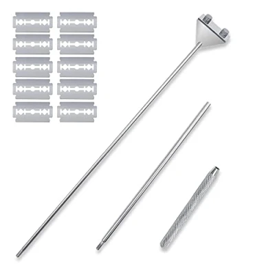 Image de FRAKS 65cm Extensible Acier Inoxydable Nettoyeurs d&#039;algues Réservoir Poisson Aquarium Grattoir Nettoyeur avec 10 Lames