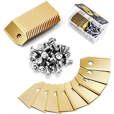 Image de Lame Robot Tondeuse , 30 Lames de Rechange Universelles Couteau Adapté à Toutes les Tondeuses Gazon Robotiques Husqvarna Automower, Gardena, Yardforce
