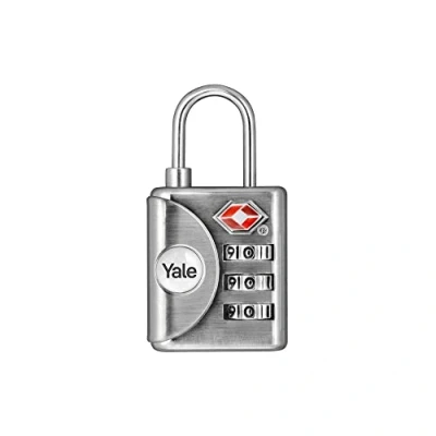 Image de Yale Cadenas à Code Gris avec Combinaison Programmable 3 chiffres homologué TSA 32 mm YTP1/32/119/1 Nickelé Brossé Pour Valise de voyage et Bagage