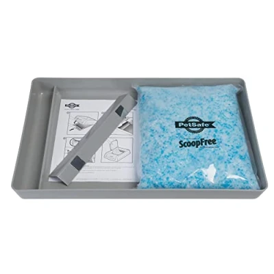Image de PetSafe Plateau à litière réutilisable ScoopFree avec Cristal Bleu Premium Non agglomérante Compatible Toutes Les boîtes automatiques autonettoyantes ScoopFree, Gris, 2 kg