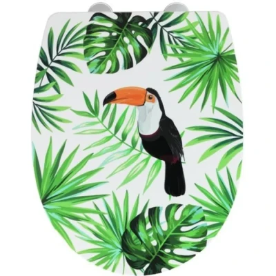 Image de WENKO abattant WC avec frein de chute, original Premium Tucan, fixation inox, thermoplastique, 36,5 x 45 cm, multicolore
