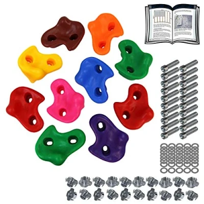 Image de ALPIDEX Prises d&#039;escalade Enfants, Capacité de Charge jusqu&#039;à 200 kg, matériel Fixation Inclus, différentes quantités Multicolores, Couleur:Mixed Colours, Unité d&#039;emballage:10 pièces