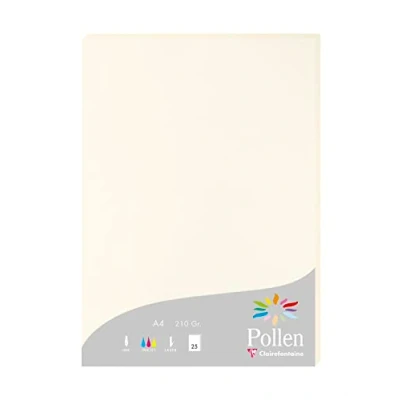 Image de Clairefontaine 56010C Étui de 25 Feuilles Format A4 (21x29,7cm) 210g/m² Coloris Blanc Naturel Papier d&#039;Invitation Evènements et Correspondance Gamme Pollen Premium
