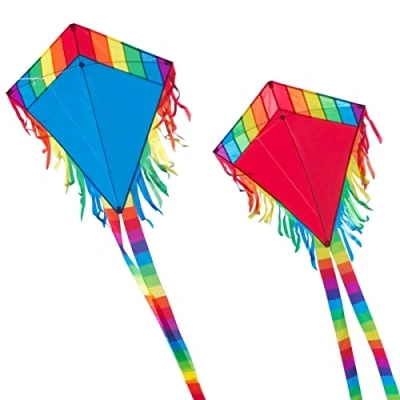 Image de CIM Lot de Cerfs Volants Maya Eddy [ 2 unités Bleu/Rouge ] cerf Volant monofil pour Enfants à partir 3 Ans 65x74cm Inclus Lignes et queues