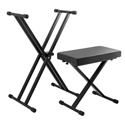 Image de TIGER KAP PK2 Support pour clavier et tabouret piano en X à double renfort, réglable hauteur