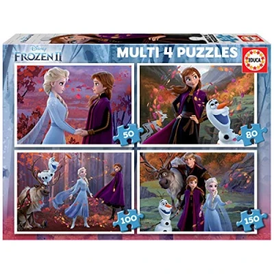 Image de Educa MultiPuzzles La Reine des Neiges. 4 Puzzles Progressifs pour Enfants. Recommandé à partir de 5 Ans (18640)