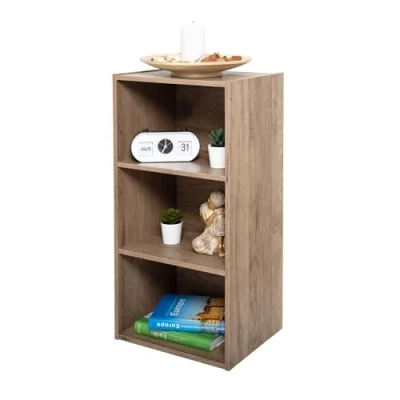 Image de Iris Ohyama, Bibliothèque, Meuble de rangement, d&#039;appoint,3 étagères fixes,Design, Modulable, Bureau, Chambre, Salon Module Shelf MDB 3 Marron Cendré