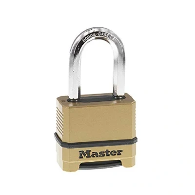 Image de Master Lock M175XDLF Serrure à combinaison d&#039;extérieur robuste, finition laiton, manille de 3,8 cm