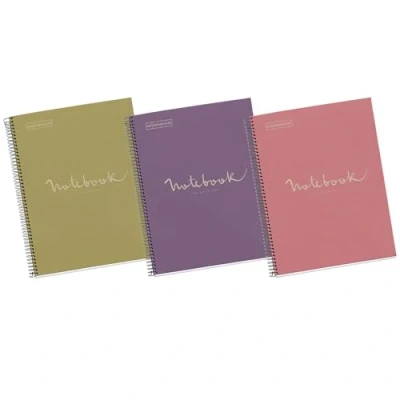 Image de MIQUELRIUS Lot de 3 cahiers 100 % recyclés Spirale microperforée, couverture en carton recyclé, dimensions 210 x 297 mm, 4 trous, 80 feuilles 90 g, quadrillées 5 mm