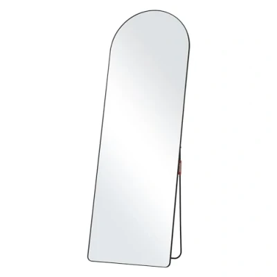 Image de VEVOR Miroir Pleine Longueur arqué, 1650x558 mm, Grand de Sol Mural à Suspendre en Verre trempé avec Support, Cadre Alliage d&#039;aluminium, Dressing Complet pour Salon, Chambre, Noir