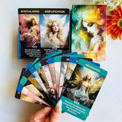 Image de LIGHTOF JUSTICE cartes Oracle Numbers pour débutants, améliorez votre voyage spirituel avec les d&#039;affirmation du nombre d&#039;ange