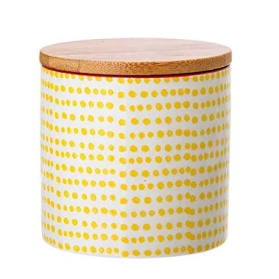 Image de Bloomingville Pot avec Couvercle Susie Couleur Ø 10 x H cm, Jaune, Céramique, Capacité 400 ML