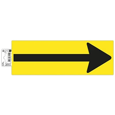 Image de Exacompta Réf. 67115E 1 bande adhésive Symbole de marquage au sol forme &quot;Flèche&quot; noire sur fond jaune En PVC traité anti dérapant et résistant aux UV Dimensions du panneau : 30 x 10 cm