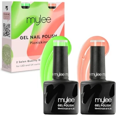 Image de Mylee Set de Vernis à Ongles Semipermanent 2x10ml [Picnicking Duo] UV/LED Nail Art Manucure et Pédicure, Usage Professionnel Domestique [Printemps/Été 2024] Durable Facile Appliquer