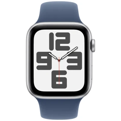 Image de Apple Watch SE 2024 44mm Argent (Bracelet Silicone Bleu M/L)