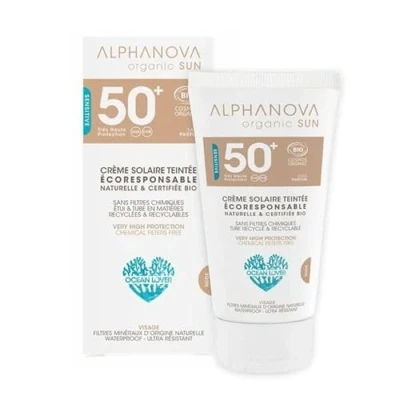 Image de Alphanova Crème Solaire Teintée Claire Certifiée BIO SPF 50+