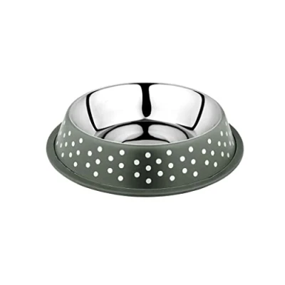 Image de duvoplus, Gamelle Deco Fix Dots 460 ML S 21x21x4,2 cm Vert, Inoxydable, avec Bord en Caoutchouc antidérapant, Imprimé Contemporain Petites Boules, pour Chiens et Chats
