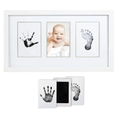 Image de Pearhead Babyprints Photo Keepsake Frame. Newborn Handprint And Footprint Kit, Baby Nursery Wall Picture Frame, Gift For New Expecting Parents, White