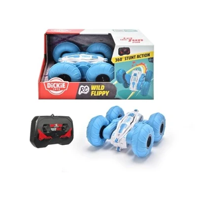 Image de Dickie Toys RC Wild Flippy Voiture Radiocommandée 15cm Rotation 360 Jusqu&#039;à 8km/h Dès 6 Ans 201103003, Bleu