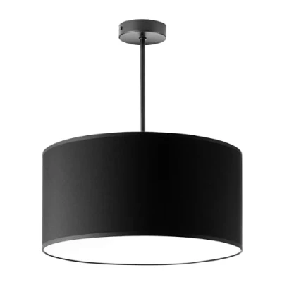 Image de Miratic Suspension Luminaire avec Source Lumineuse Remplaçable Plafonnier pour Ampoule à Culot E27 max. 60W (Ampoule Non Incluse) Abat Jour en Tissu Version Courte (noir)