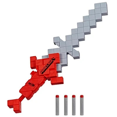 Image de Nerf Minecraft, épée Heartstealer, 4 fléchettes en Mousse Elite, Lame Mousse, Lance fléchette