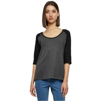 Image de Urban Classics Ladies 3/4 Contrast Raglan TEE Tshirt imprimé, Femme, Taille: XL, Charcoal/black