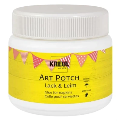 Image de KREUL 49251 Art Potch Vernis Colle transparent 150 ml à base d’eau pour la décoration et le serviettage Convient bois, céramique, pierre carton
