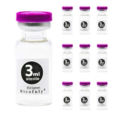 Image de Nicofnly 3ml Flacons en verre stériles, 10 paquets vides stériles avec port d&#039;injection auto cicatrisant et bouchon à rabat, emballage stérile