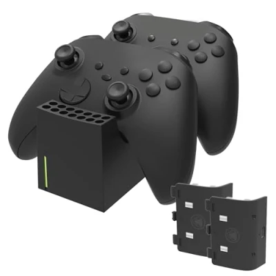 Image de Snakebyte Xbox Twin Charge SX Black Series X Charging Station for Controller, Charger 2 Wireless Controllers, Batteries Rechargeable 800mAh, LED Status, Design
