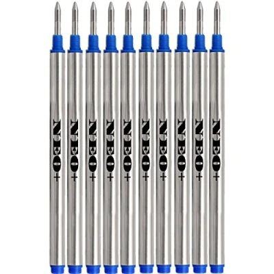 Image de Recharges NEO+ Pen compatibles avec les rollers de la ligne Montblanc: Solitaire, Noblesse, Generation, Scent, Bohème, Classic et StarWalker, Jinhao, Gullor Rollerball (10 x D&#039;ENCRE BLEU)