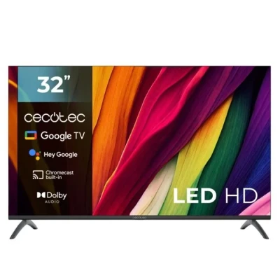Image de Cecotec Smart TV LED 32 Pouces Résolution HD Série A4 ALH40032S. Google OS, Dolby Audio, HDR10, 16 Go ROM, Bluetooth, Voice Assitant et Chromecast