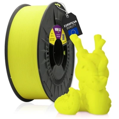 Image de WINKLE Filament PLA HD fluorescent jaune électrique pour imprimante 3D 2,85 mm 1 kg Précision dimensionnelle Aspect fluo Bobine