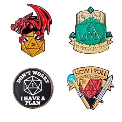 Image de Power Beast Dungeon 4X Pin Dungeons and Dragons, Broche Donjons et D&amp;D 5e, DND, Master, Jeu de Dés.