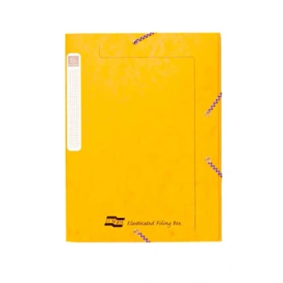 Image de Exacompta Ref 5266Z Europa Boîte de classement élastique A4, dos 25 mm, pour documents à plat le rangement, montage facile, sangles élastiques sécurisées, étiquette au Jaune