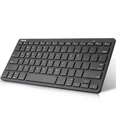Image de ProCase Mini Clavier QWERTY USA sans Fil, Compatible pour Tous Les Tablettes, Ordinateurs ou Téléphones(Android, Windows iOS), Portable, Fin et Léger, Portée de 10 Mètres, Touches Bien Espacées