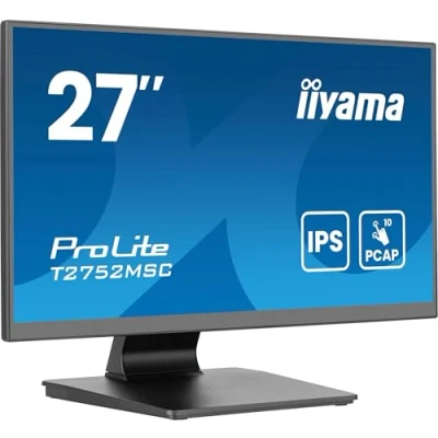 Image de iiyama Prolite T2752MSC B2AG Écran LED IPS 68,6 cm 27&quot; Full HD 10 points Multitouch Optical Bonded Capacitif HDMI DP USB3.2 7H Revêtement anti reflet Noir