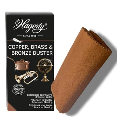 Image de Hagerty Copper, Brass &amp; bronze Duster Chiffon pour le cuivre, laiton et 36 x 55 cm I Chamoisine imprégnée 100% coton Nettoyage antioxydant Idéal polir, nettoyer entretenir