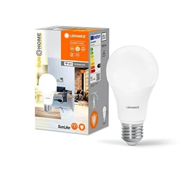 Image de LEDVANCE SUN@HOME CLASSIC LED lamp, white, 12W, 1055lm, bulb shape &amp; E27 base, biodynamic function, adjustable white light (2700 6500K), dimmable, app or voice control, long life