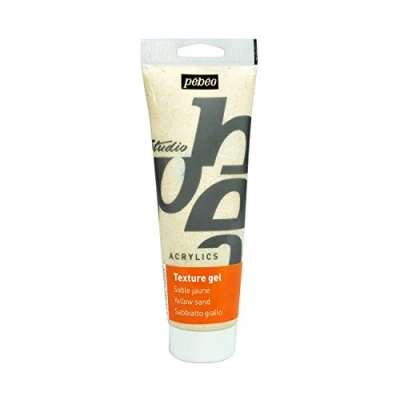 Image de Pébéo Studio Acrylics 250 ml Gel de Texture Sable Jaune Peinture Acrylique Pâte
