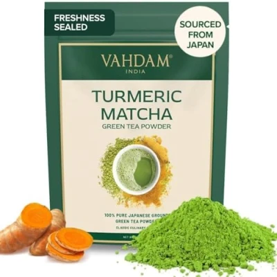 Image de VAHDAM, Thé Vert Matcha Au Curcuma (100 Grammes) Poudre De 100% Pure D&#039;origine Japonaise Culinaire Classique Du Japon