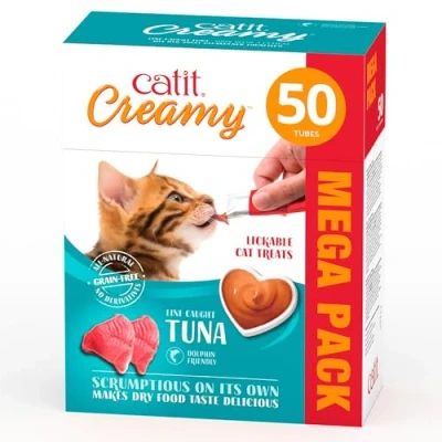 Image de Catit Creamy Pâte à lécher Liquide hydratante pour Chat au Thon 50 x 10 g